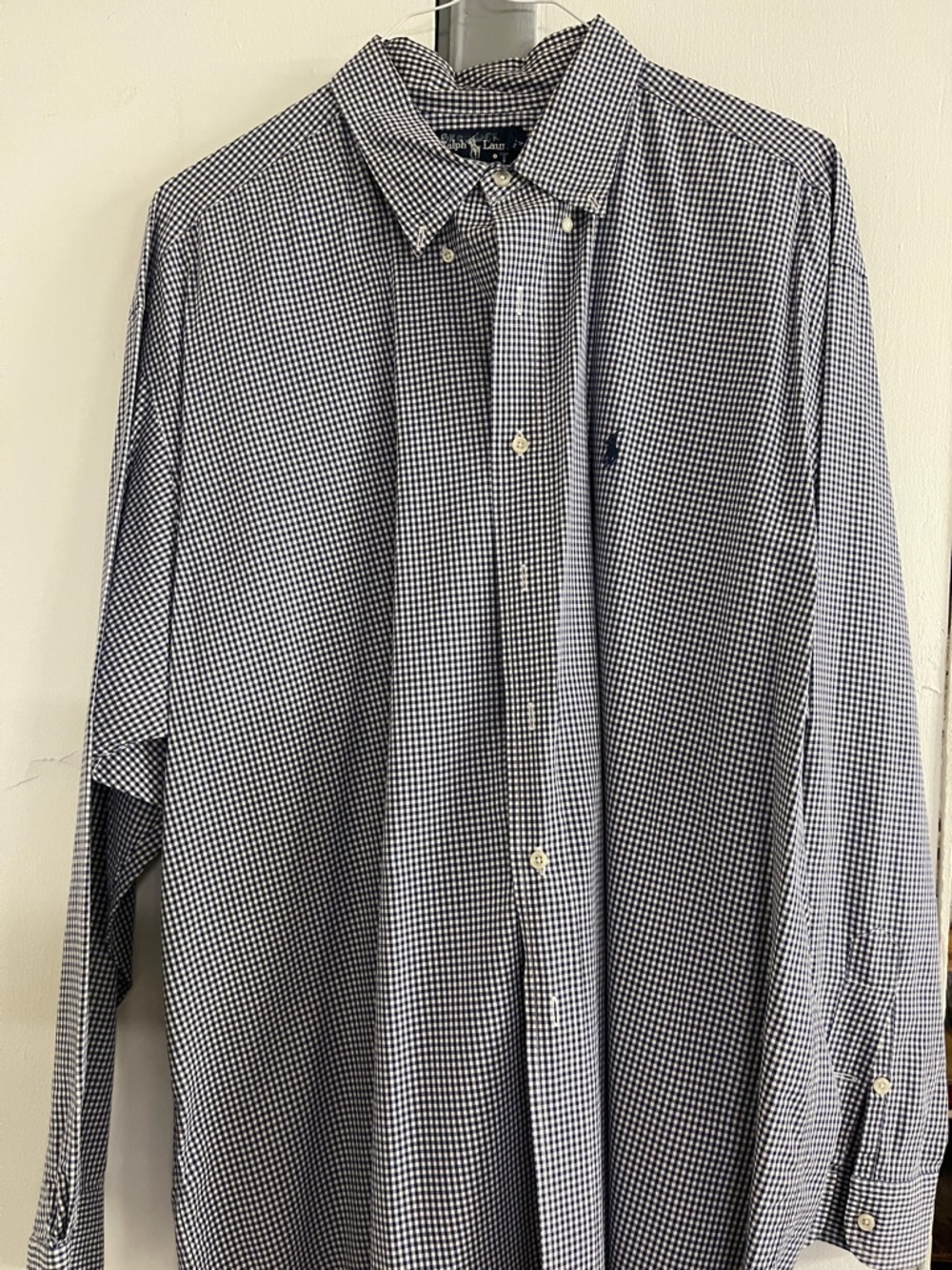 Ralph Lauren Navy and White Gingham Button-Down Shirt